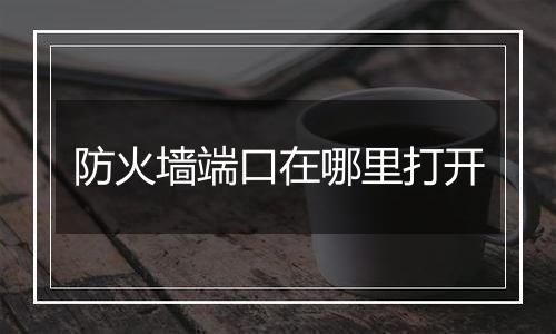 防火墙端口在哪里打开