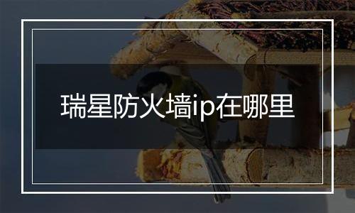 瑞星防火墙ip在哪里