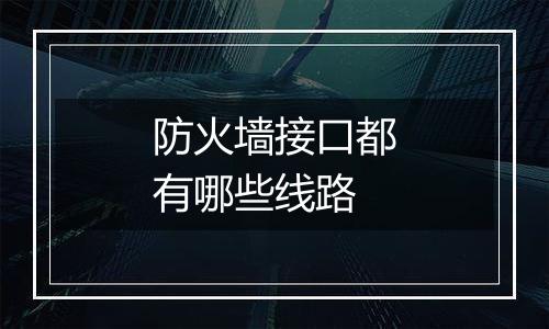 防火墙接口都有哪些线路