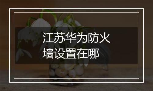 江苏华为防火墙设置在哪