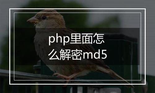 php里面怎么解密md5