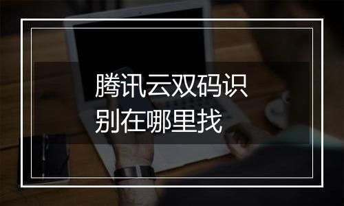 腾讯云双码识别在哪里找