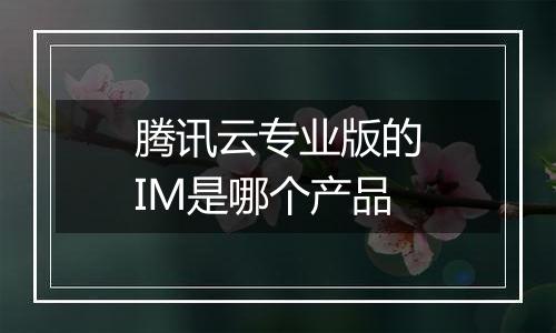 腾讯云专业版的IM是哪个产品