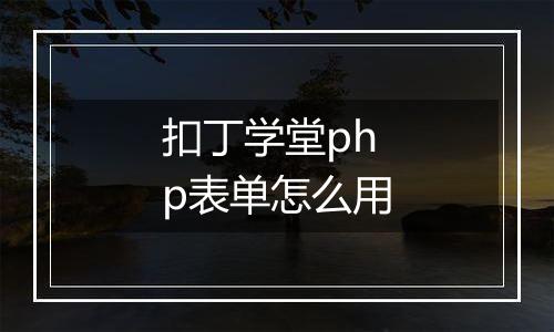 扣丁学堂php表单怎么用