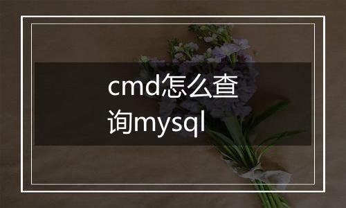 cmd怎么查询mysql