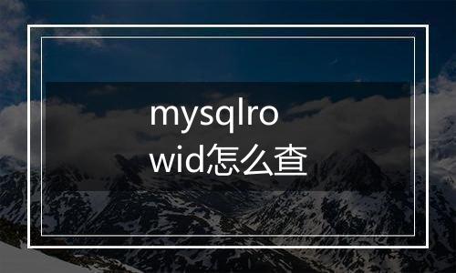mysqlrowid怎么查