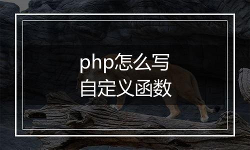 php怎么写自定义函数