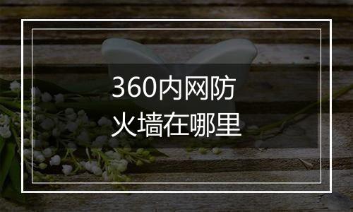 360内网防火墙在哪里
