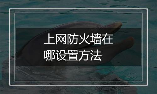 上网防火墙在哪设置方法