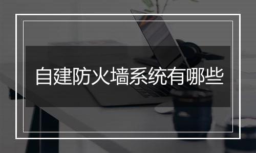 自建防火墙系统有哪些