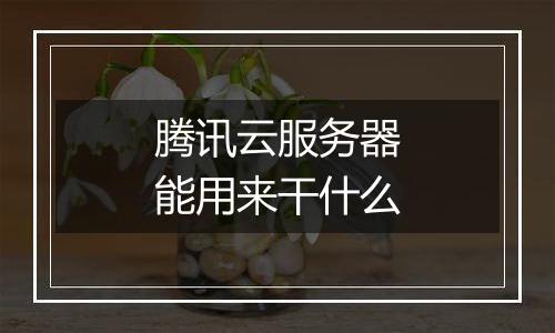 腾讯云服务器能用来干什么