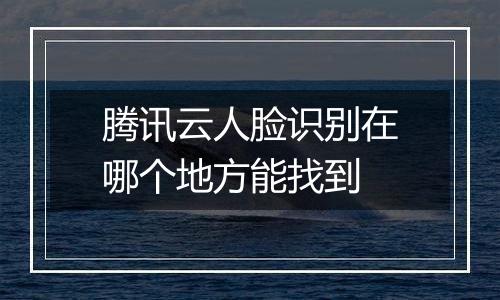 腾讯云人脸识别在哪个地方能找到