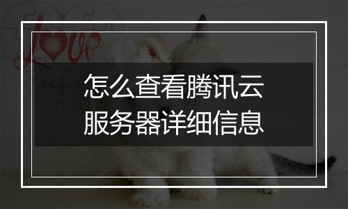 怎么查看腾讯云服务器详细信息