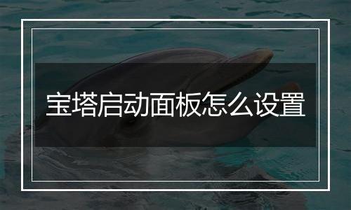 宝塔启动面板怎么设置