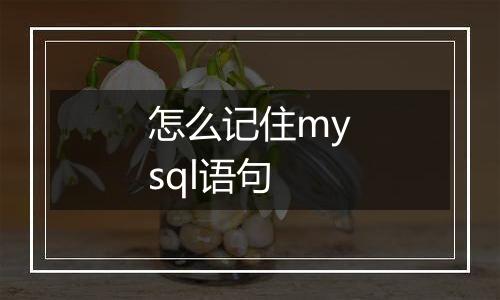 怎么记住mysql语句