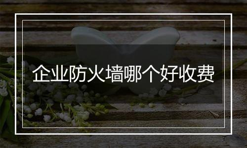 企业防火墙哪个好收费