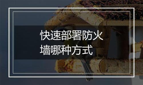 快速部署防火墙哪种方式