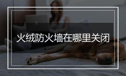 火绒防火墙在哪里关闭