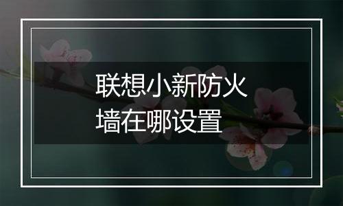 联想小新防火墙在哪设置