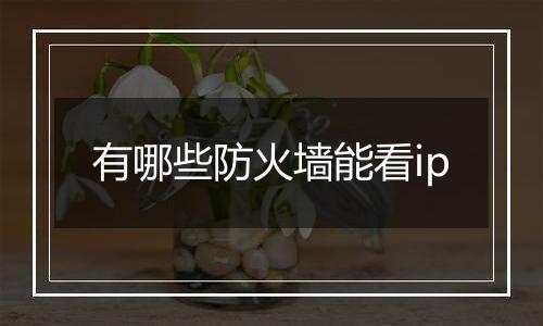 有哪些防火墙能看ip
