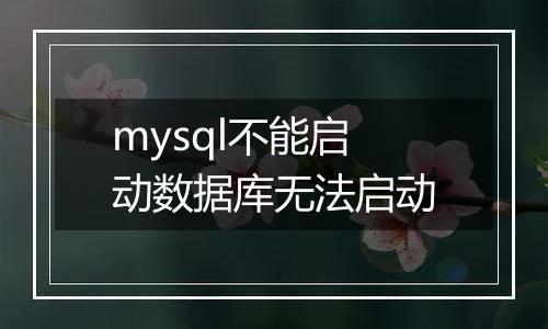 mysql不能启动数据库无法启动