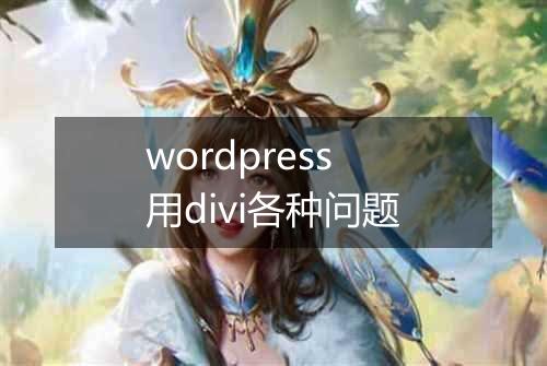 wordpress用divi各种问题