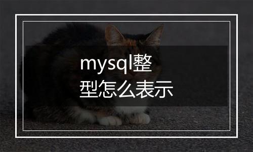 mysql整型怎么表示