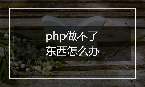 php做不了东西怎么办