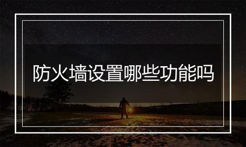 防火墙设置哪些功能吗