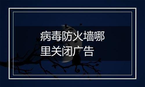 病毒防火墙哪里关闭广告