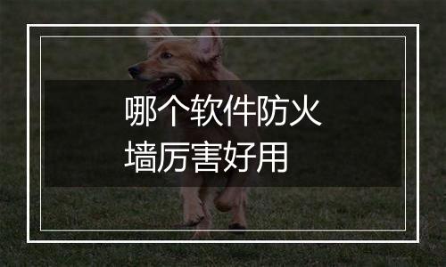 哪个软件防火墙厉害好用