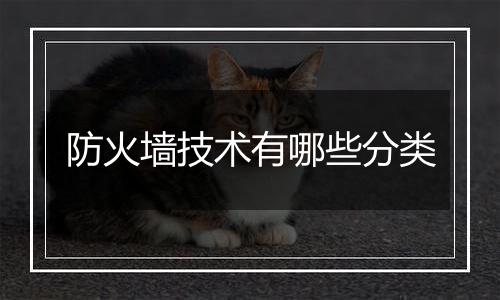 防火墙技术有哪些分类