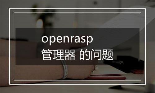 openrasp管理器 的问题