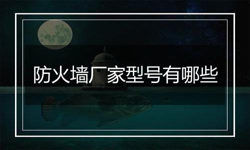 防火墙厂家型号有哪些