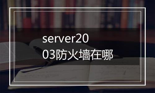 server2003防火墙在哪