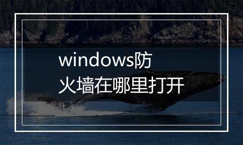 windows防火墙在哪里打开