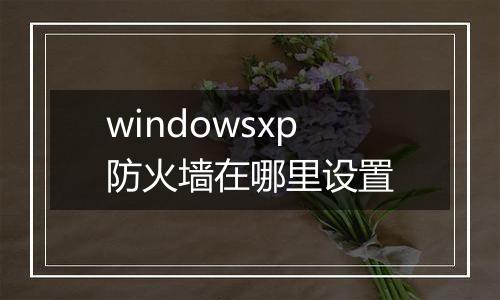 windowsxp防火墙在哪里设置