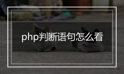php判断语句怎么看