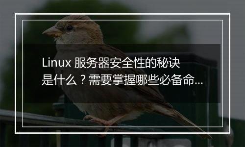Linux 服务器安全性的秘诀是什么?需要掌握哪些必备命令?