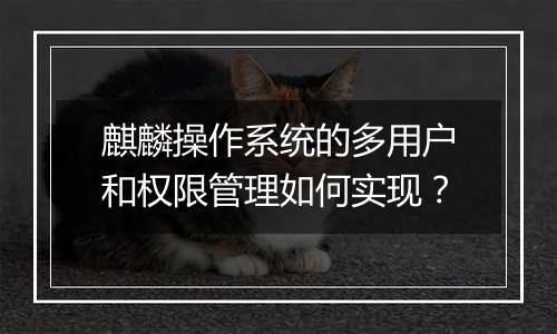 麒麟操作系统的多用户和权限管理如何实现？