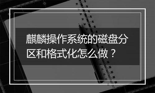 麒麟操作系统的磁盘分区和格式化怎么做？