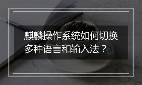 麒麟操作系统如何切换多种语言和输入法?