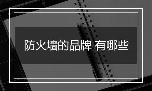 防火墙的品牌 有哪些