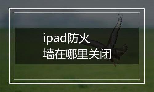 ipad防火墙在哪里关闭