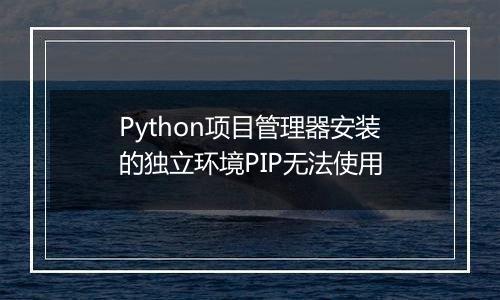 Python项目管理器安装的独立环境PIP无法使用