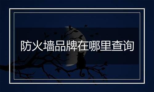 防火墙品牌在哪里查询