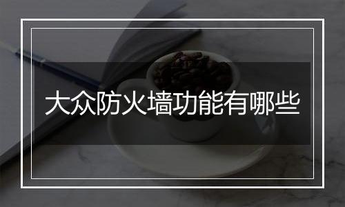 大众防火墙功能有哪些