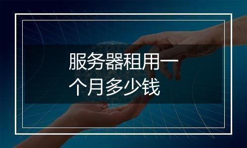 服务器租用一个月多少钱