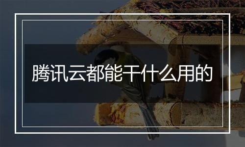 腾讯云都能干什么用的