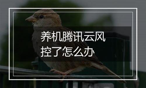养机腾讯云风控了怎么办
